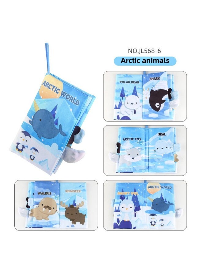 Generic - Baby Baby Sea Land Air Tail Cloth Book Chinese And English Ocean Forest Flying Animals Palm Book Early Education Toys-Color:JL568-6 Arctic Tail Cloth Book 40.4g - Image 1