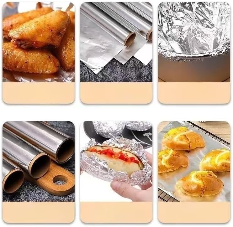 mexine Roll Pack Aluminum Foil, 100 Square Feet, 10 Microns Thick, Food Grade Tin Foil, Used for Thickening Aluminum Foil for Grilling, Baking, Air Fryers and Ovens - Image 4
