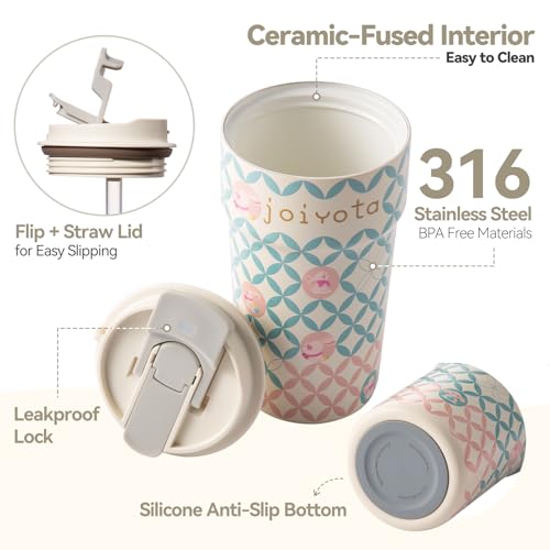 joiyota 20oz Easter Bunny Ceramic Lined Tumbler, 3D Print Design, Vacuum Insulated Stainless Steel Travel Coffee Mug with Lid and Straw, Cute Animal Gift for Women Girls, Fortune Bunny - Image 4
