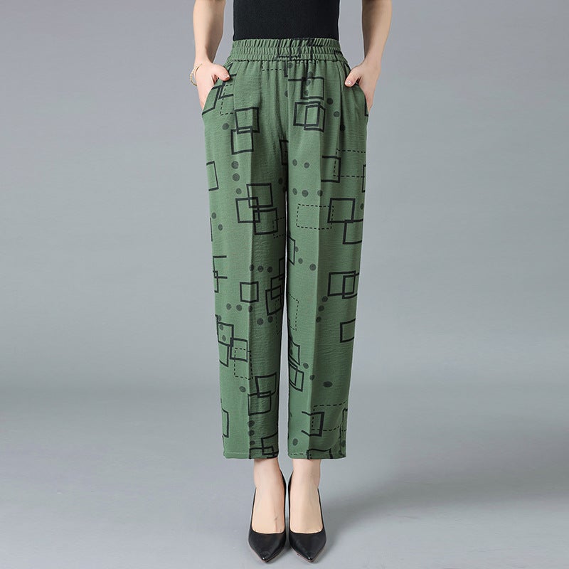 Summer Cotton Harem Pants for Mature Women Orange