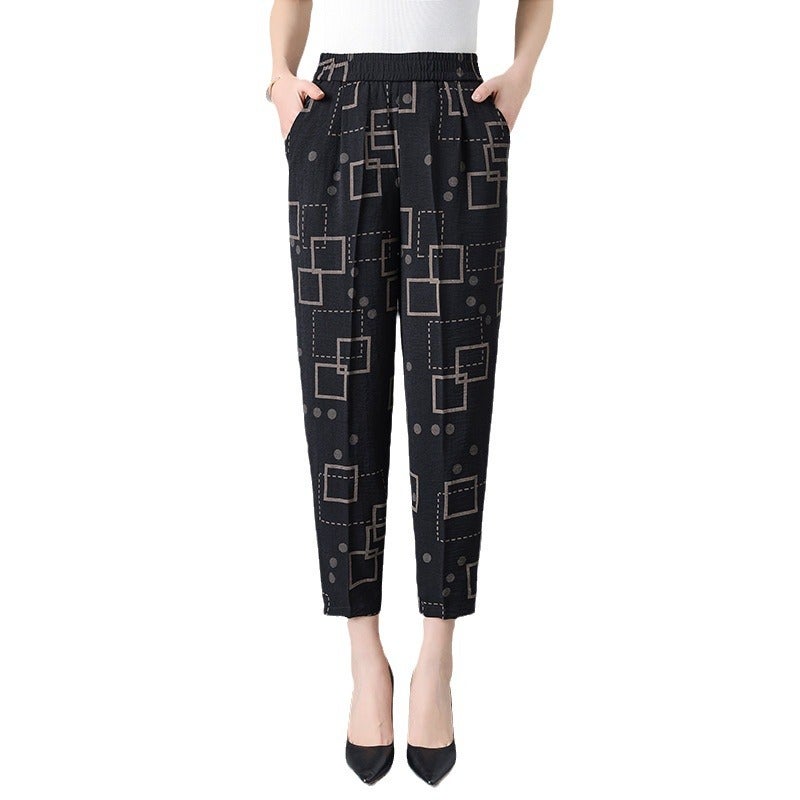 Summer Cotton Harem Pants for Mature Women Orange