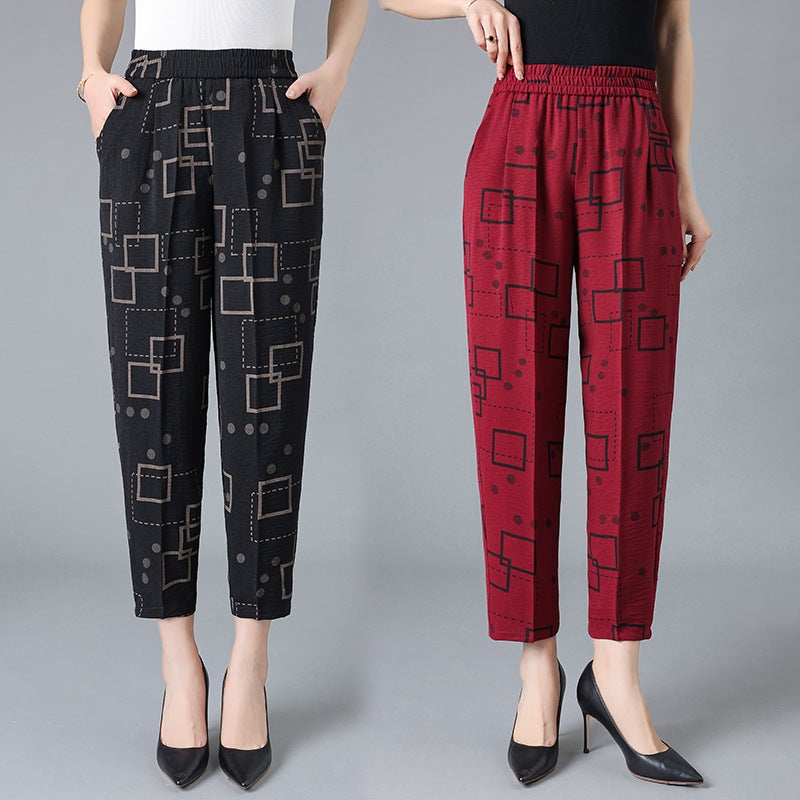 Summer Cotton Harem Pants for Mature Women Orange