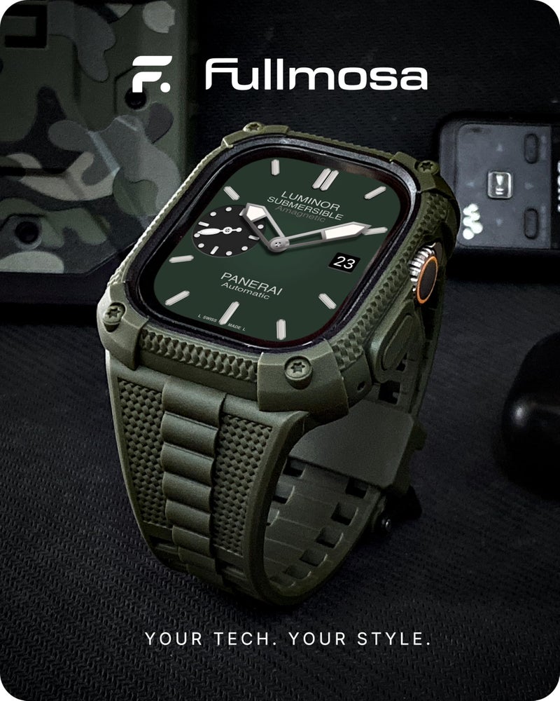 Fullmosa Compatible with Apple Watch Bands 49mm Rugged Apple Watch Strap Ultra with Bumper Case & Screen Protector for Men Women, Army Green - Image 2