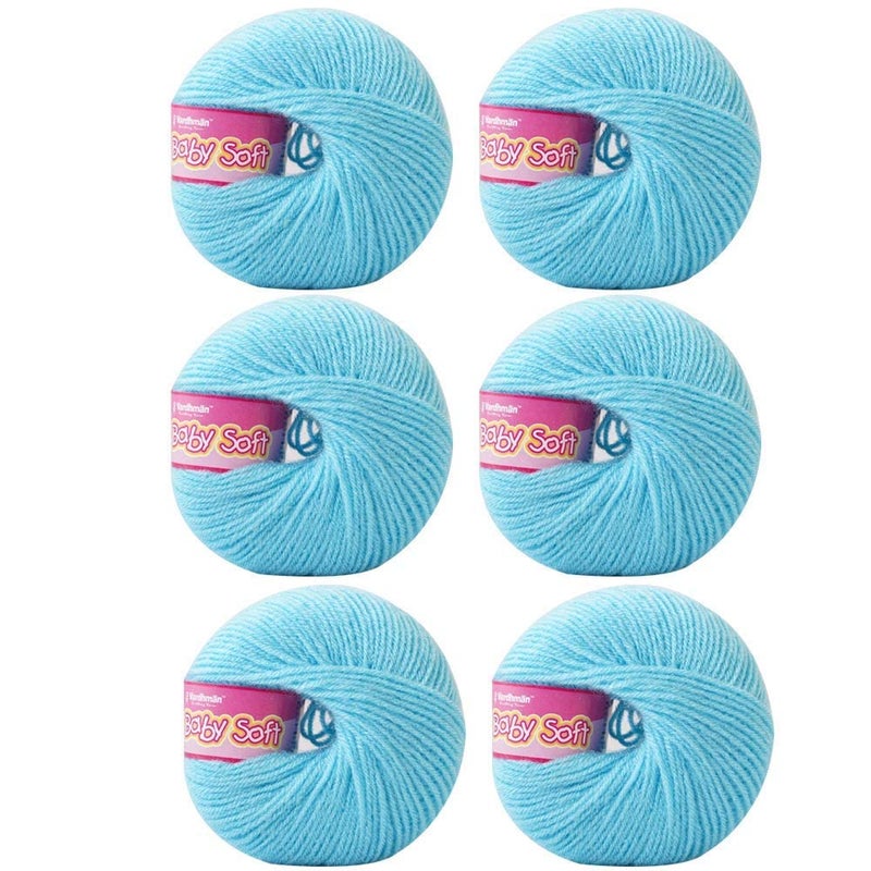Vardhman Knitting Yarn Vardhman Knitting Yarn Baby Soft Wool For Knitting Kids Crochet Yarn Wool For Hand Knitting Art Craft Knitting Wool Yarn For Sweater Scarves Hats And Dresses 6 Pcs Soft Blue 25 Gram 