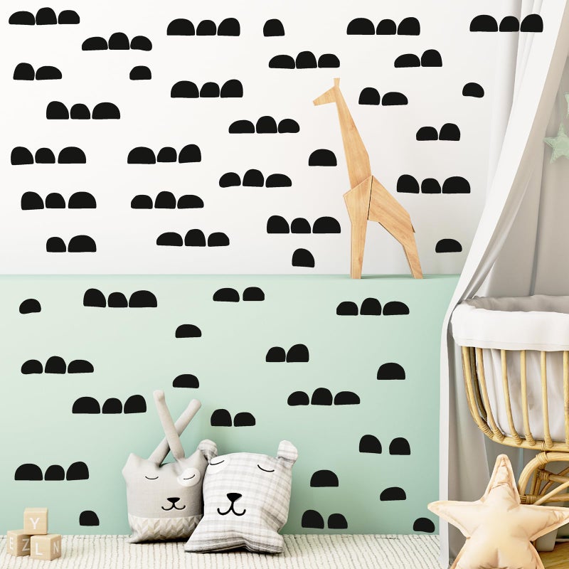 Kazova Geometric Wall Decals Vinyl Black Wall Stickers Abstract Art Sticker Modern Stickers Irregular Half Circle Arch Decal Peel and Stick Boho Black Wall Decals for Bedroom Living Room Decor - Image 5