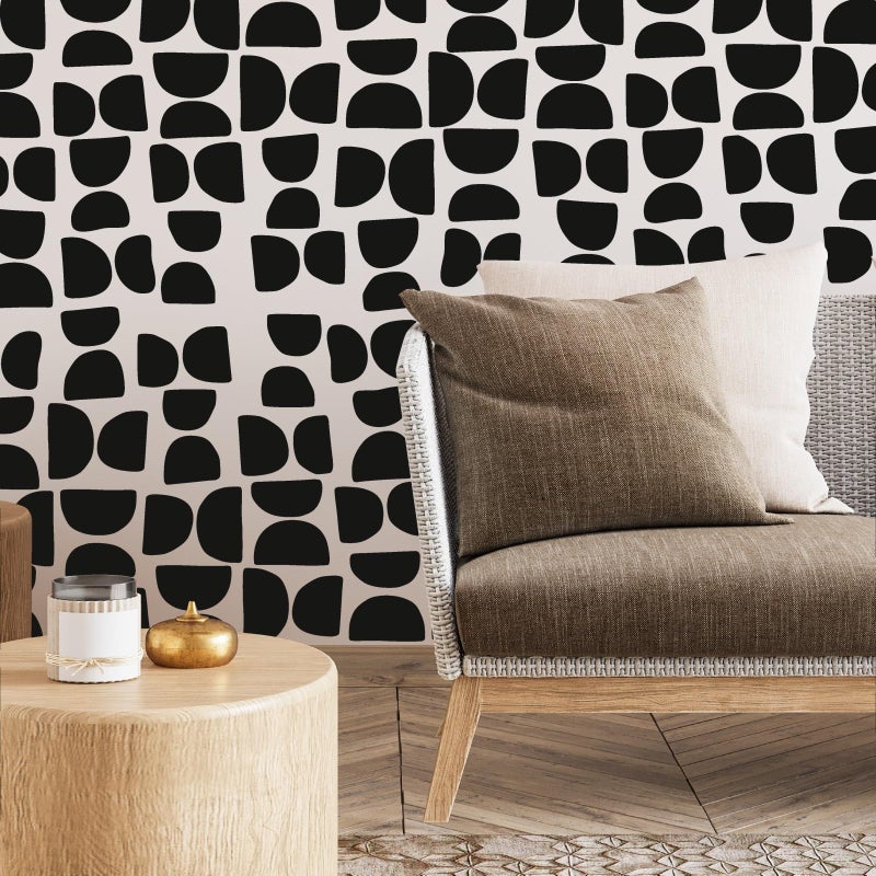 Kazova Geometric Wall Decals Vinyl Black Wall Stickers Abstract Art Sticker Modern Stickers Irregular Half Circle Arch Decal Peel and Stick Boho Black Wall Decals for Bedroom Living Room Decor - Image 3