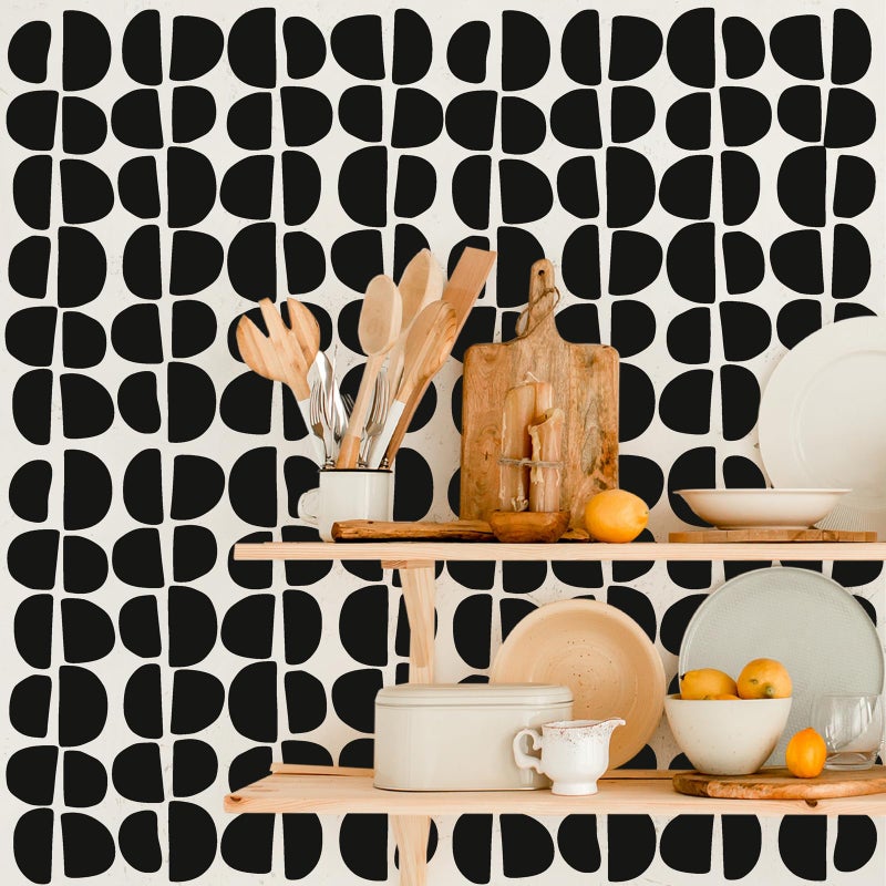 Kazova Geometric Wall Decals Vinyl Black Wall Stickers Abstract Art Sticker Modern Stickers Irregular Half Circle Arch Decal Peel and Stick Boho Black Wall Decals for Bedroom Living Room Decor - Image 4