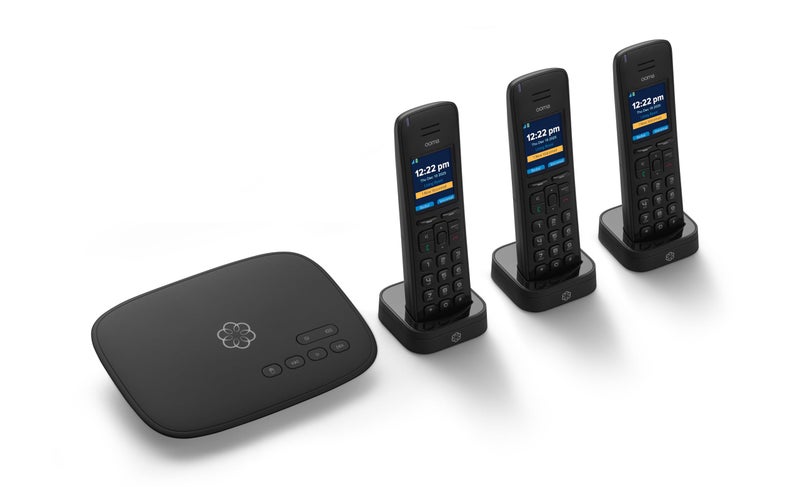 Ooma Telo VoIP with 3 HD3 Handsets Complete Home Phone System for Unlimited Nationwide Calling Mobile App Access and Robocall Blocking Affordable Landline Replacement