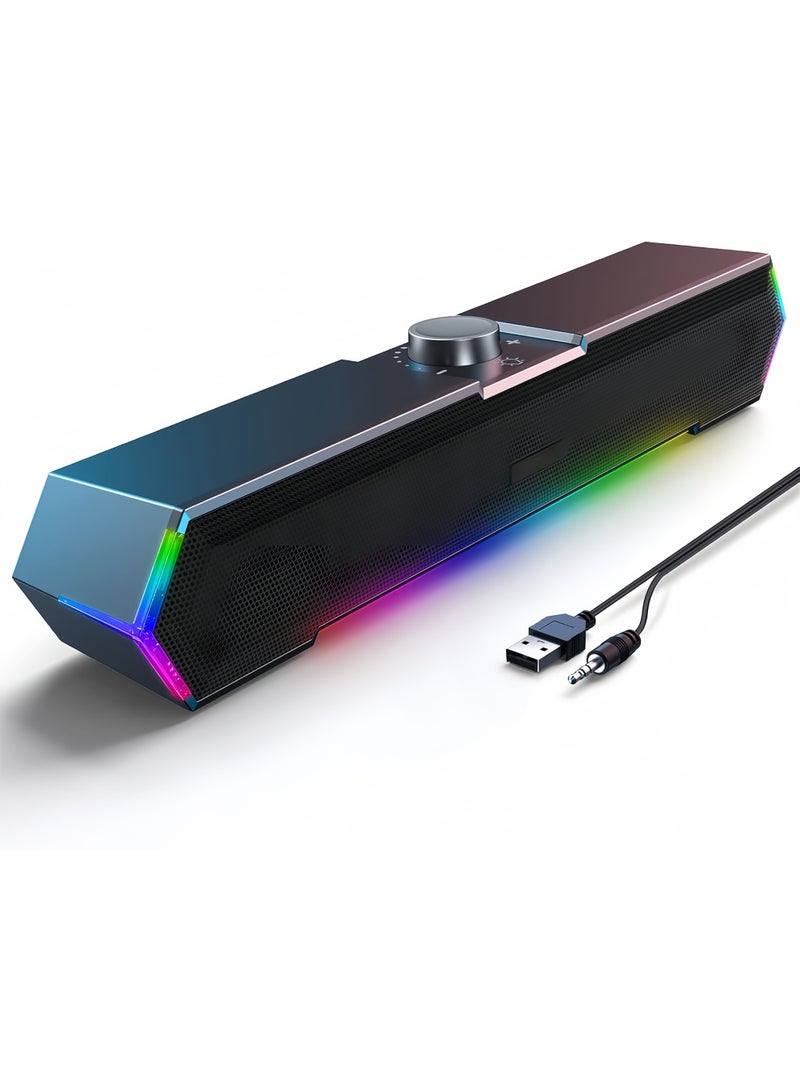 LBMT PC Speakers for Desktop, Touch Lights PC Speakers with Surge Clear Sound, USB Powered for Computer Desktop Speakers.(Black) - Image 1