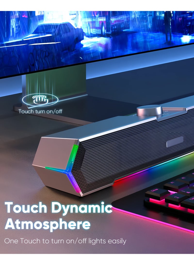 LBMT PC Speakers for Desktop, Touch Lights PC Speakers with Surge Clear Sound, USB Powered for Computer Desktop Speakers.(Black) - Image 5