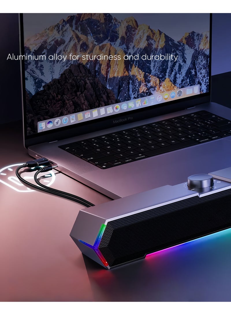 LBMT PC Speakers for Desktop, Touch Lights PC Speakers with Surge Clear Sound, USB Powered for Computer Desktop Speakers.(Black) - Image 3