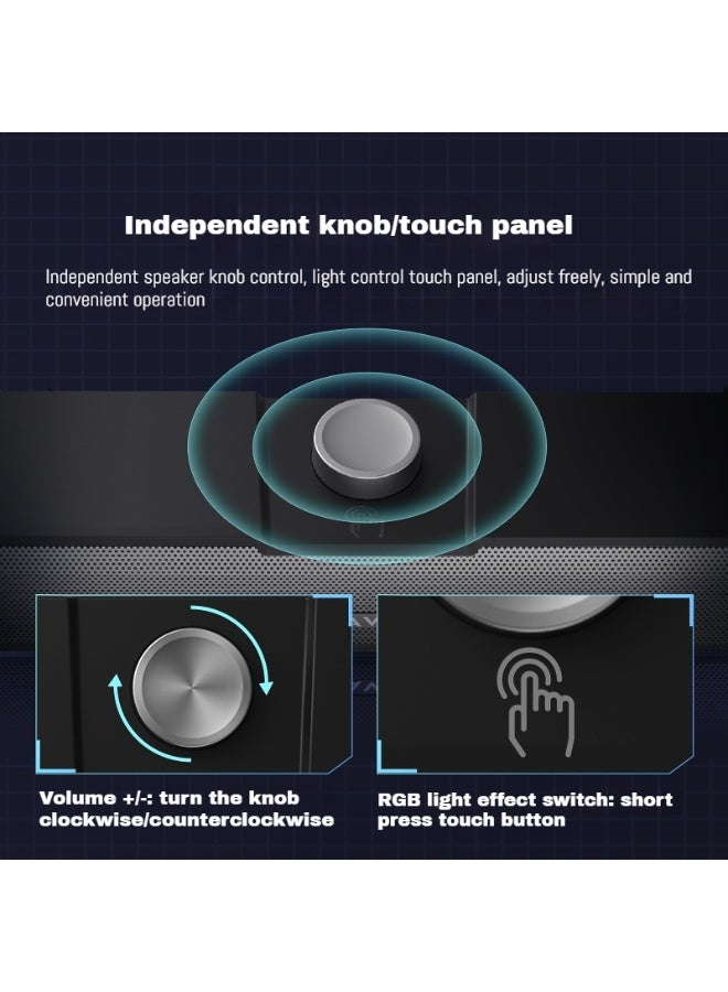 LBMT PC Speakers for Desktop, Touch Lights PC Speakers with Surge Clear Sound, USB Powered for Computer Desktop Speakers.(Black) - Image 4