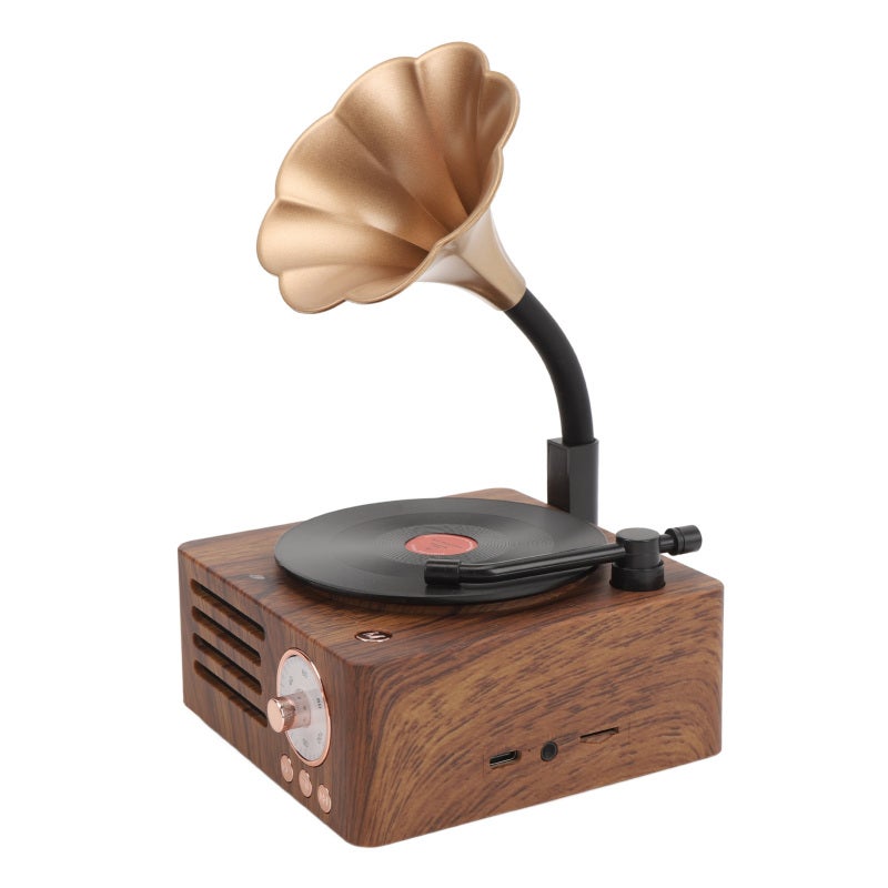 Portable Bluetooth Speaker: Compact Metal Body, Exquisite Design - Copper Horn Enhanced Sound, Retro Gramophone Speaker for Home, Office, Indoor Decor & Immersive Listening - Image 1