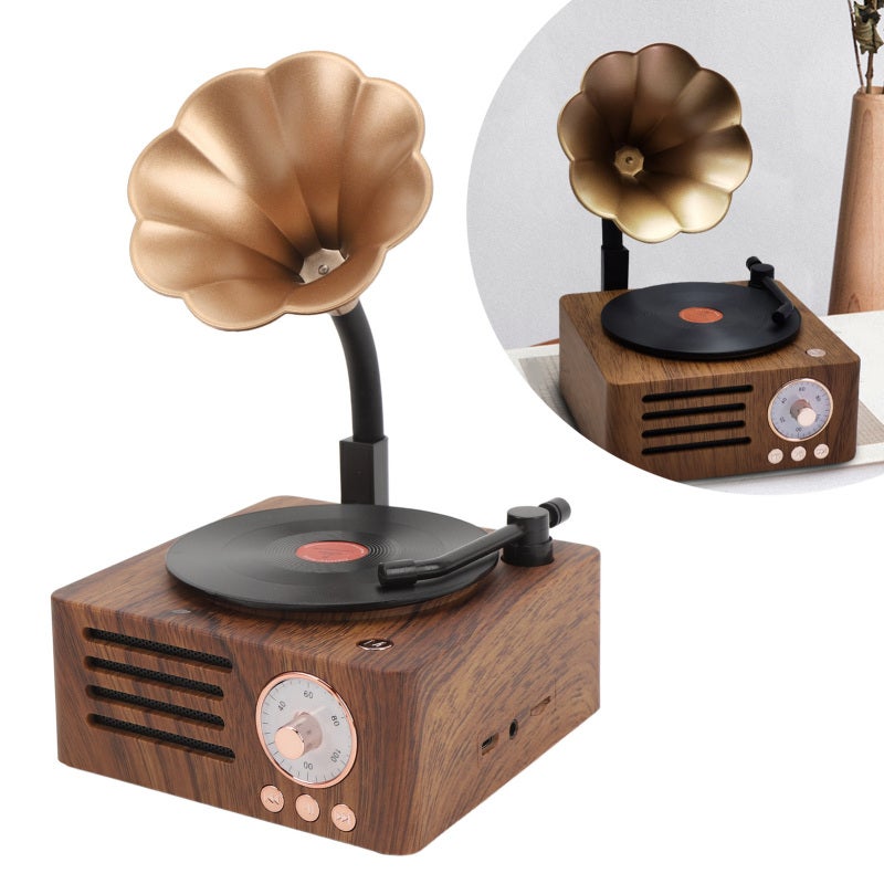 Portable Bluetooth Speaker: Compact Metal Body, Exquisite Design - Copper Horn Enhanced Sound, Retro Gramophone Speaker for Home, Office, Indoor Decor & Immersive Listening - Image 3
