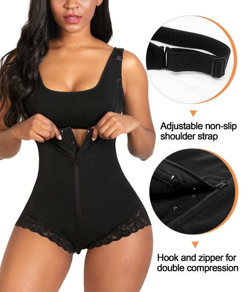 SHAPERX Women's Fajas Colombianas Shapewear Postpartum Tummy Control Body Shaper Butt Lifter Bodysuit,SZ7200-Black-L - Image 3