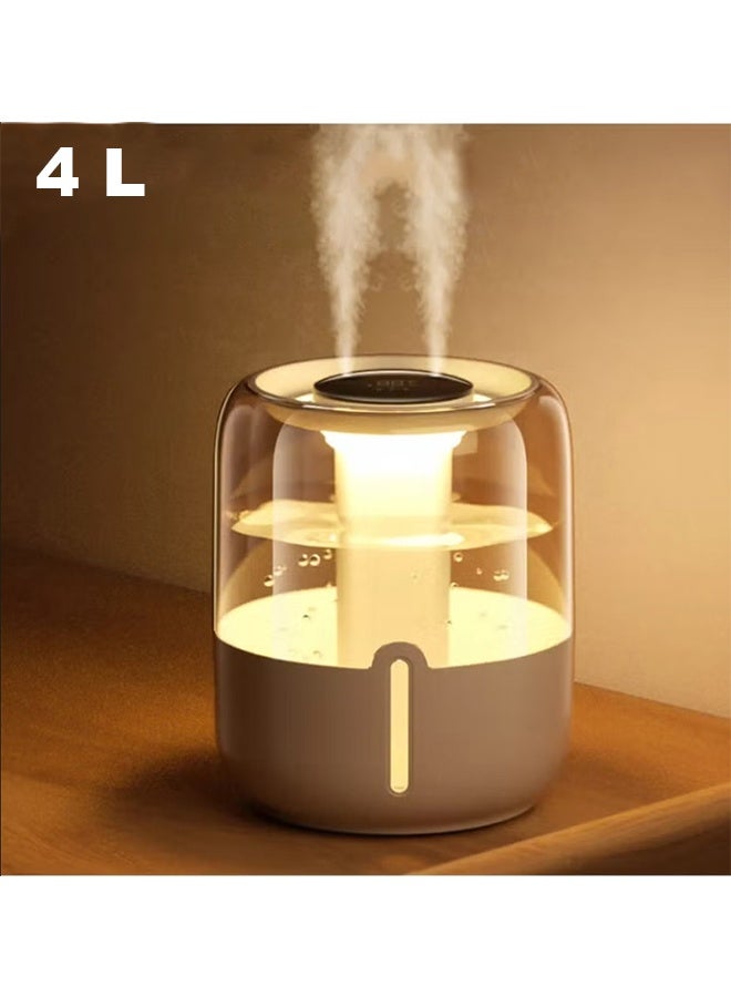 بكومور مرطب هواء ضباب بارد بسعة 4 لتر مع منفذ USB-C ورش مزدوج – ترطيب هادئ رقمي بالموجات فوق الصوت + 3 وضعيات + ضوء ليلي + إيقاف تلقائي بعد 10 ساعات - Image 1