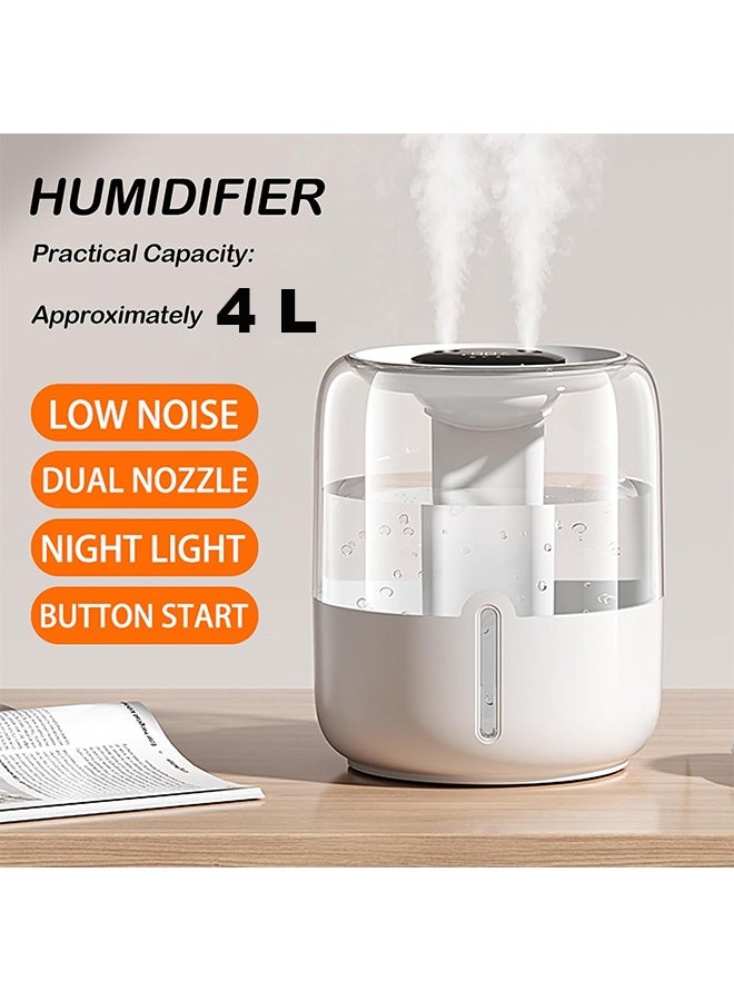بكومور مرطب هواء ضباب بارد بسعة 4 لتر مع منفذ USB-C ورش مزدوج – ترطيب هادئ رقمي بالموجات فوق الصوت + 3 وضعيات + ضوء ليلي + إيقاف تلقائي بعد 10 ساعات - Image 2