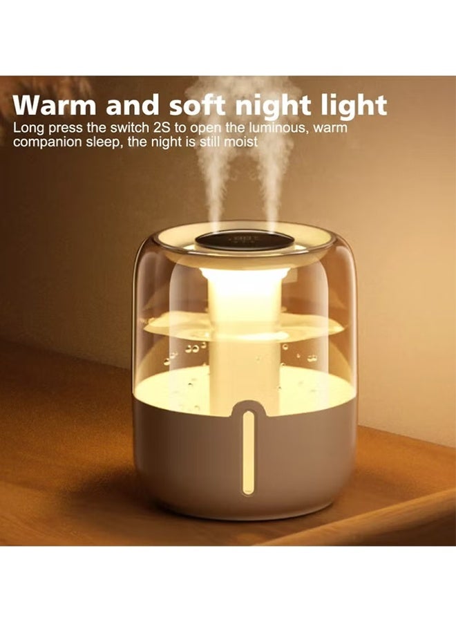 بكومور مرطب هواء ضباب بارد بسعة 4 لتر مع منفذ USB-C ورش مزدوج – ترطيب هادئ رقمي بالموجات فوق الصوت + 3 وضعيات + ضوء ليلي + إيقاف تلقائي بعد 10 ساعات - Image 4