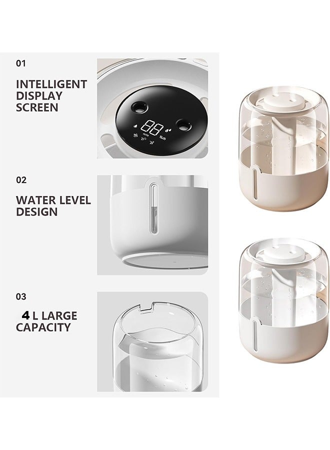 بكومور مرطب هواء ضباب بارد بسعة 4 لتر مع منفذ USB-C ورش مزدوج – ترطيب هادئ رقمي بالموجات فوق الصوت + 3 وضعيات + ضوء ليلي + إيقاف تلقائي بعد 10 ساعات - Image 5