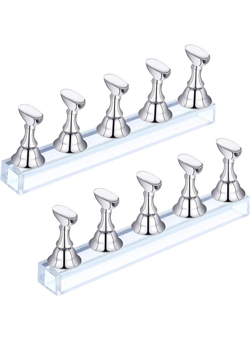 Nail Art Acrylic Practice Base with Transparent Wave-Shaped Nail Tips Display Stand and Thickened Nail Art Chips Holder - Image 1