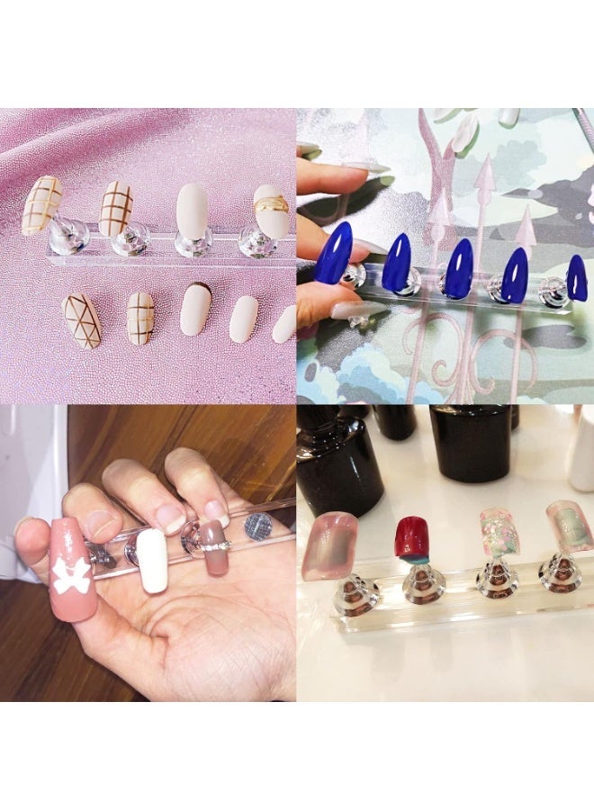 Nail Art Acrylic Practice Base with Transparent Wave-Shaped Nail Tips Display Stand and Thickened Nail Art Chips Holder - Image 5