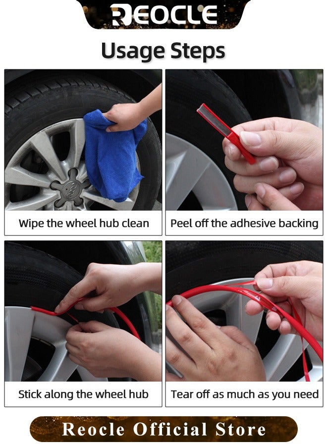 26FT Car Wheel Hub Rim Trim for Universal Vehicle Guard Protector Motorcycle Rubber Strip Molding Automotive Accessory Decorative for The Interior or Exterior of Cars & Trucks & SUVs