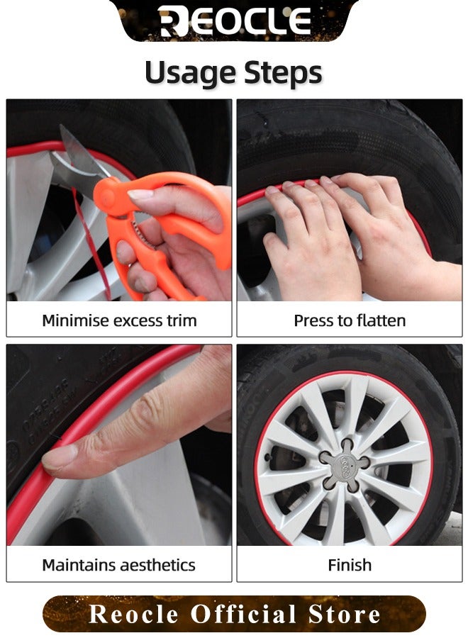 26FT Car Wheel Hub Rim Trim for Universal Vehicle Guard Protector Motorcycle Rubber Strip Molding Automotive Accessory Decorative for The Interior or Exterior of Cars & Trucks & SUVs