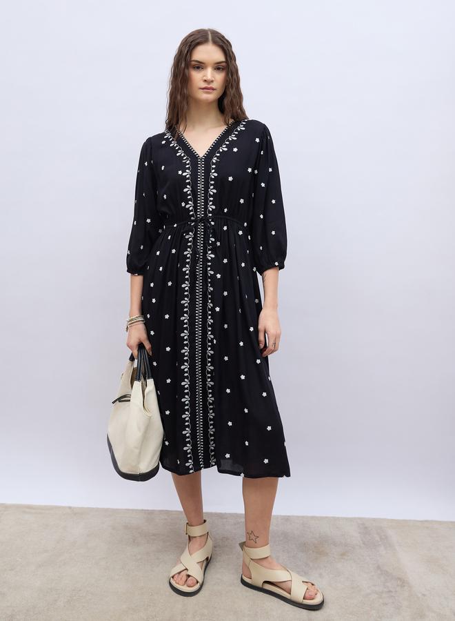 Styli Embroidered Midi Dress  - Image 1
