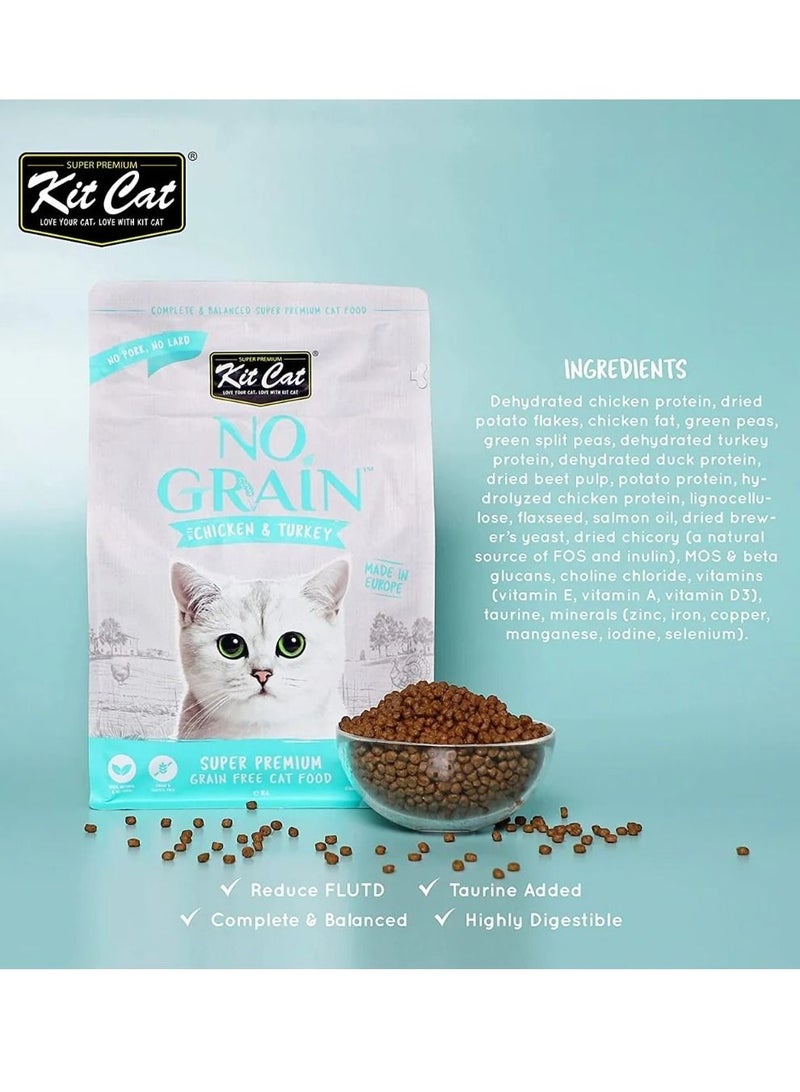 Kit Cat No Grain With Chicken And Turkey Cat Dry Food 1Kg - Image 2