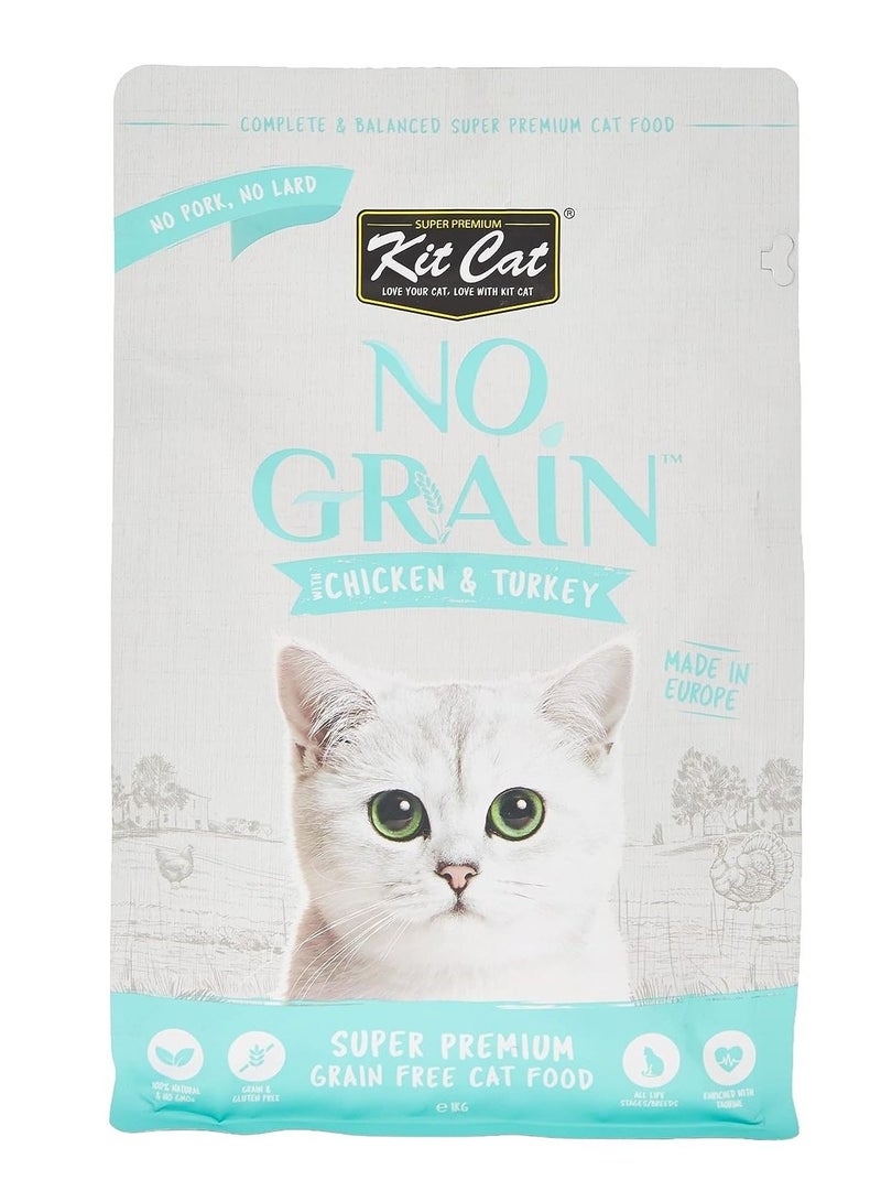 Kit Cat No Grain With Chicken And Turkey Cat Dry Food 1Kg - Image 1