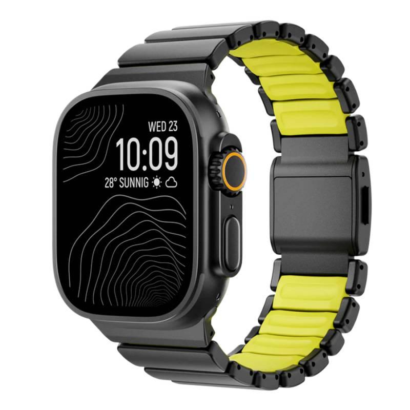 سوار ساعة ذكية باللون أخضر قابل للتعديل سوار معدني من الستانلس ستيل متوافق مع Apple Watch 42/44/45/49mm بملاءمة قابلة للتعديل وحزام بديل بتصميم معدني أنيق - Image 1
