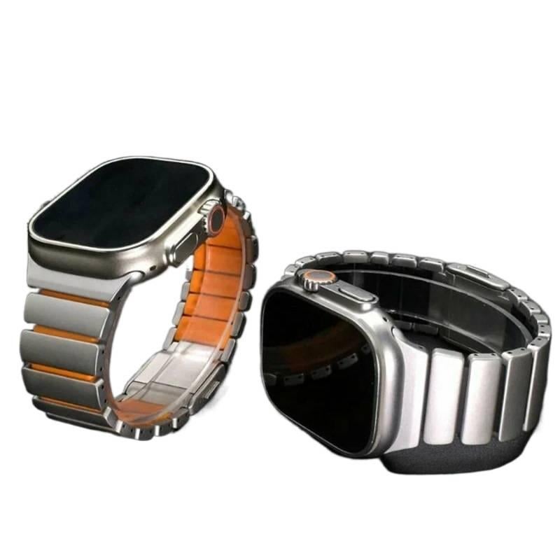 سوار ساعة ذكية باللون أخضر قابل للتعديل سوار معدني من الستانلس ستيل متوافق مع Apple Watch 42/44/45/49mm بملاءمة قابلة للتعديل وحزام بديل بتصميم معدني أنيق - Image 2