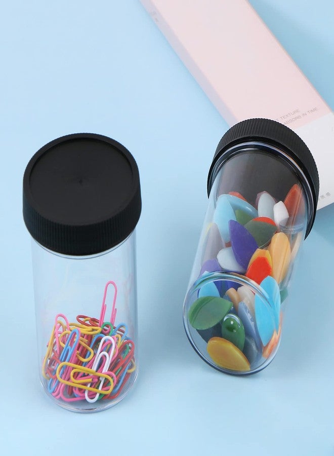 CABAX 5.4 Oz Clear Plastic Jars with Black Lids, 160ml Round Food Storage Containers for Dry Goods, Cereals, Spices and More, Pack of 2 - Image 4