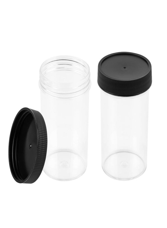 CABAX 5.4 Oz Clear Plastic Jars with Black Lids, 160ml Round Food Storage Containers for Dry Goods, Cereals, Spices and More, Pack of 2 - Image 1