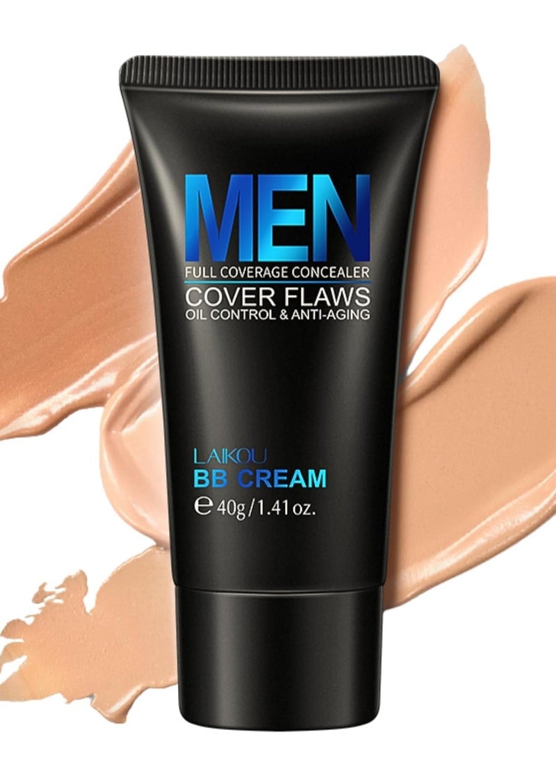 Laikou Mens BB Cream Foundation, BB Cream Light, Face Moisturiser For Oily Skin, Concealer For Mature Skin, Face Make-Up, Anti Age Face Cream, Anti Redness Cream For Face 40g  - Image 1
