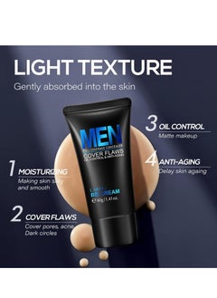 Laikou Mens BB Cream Foundation, BB Cream Light, Face Moisturiser For Oily Skin, Concealer For Mature Skin, Face Make-Up, Anti Age Face Cream, Anti Redness Cream For Face 40g  - Image 2