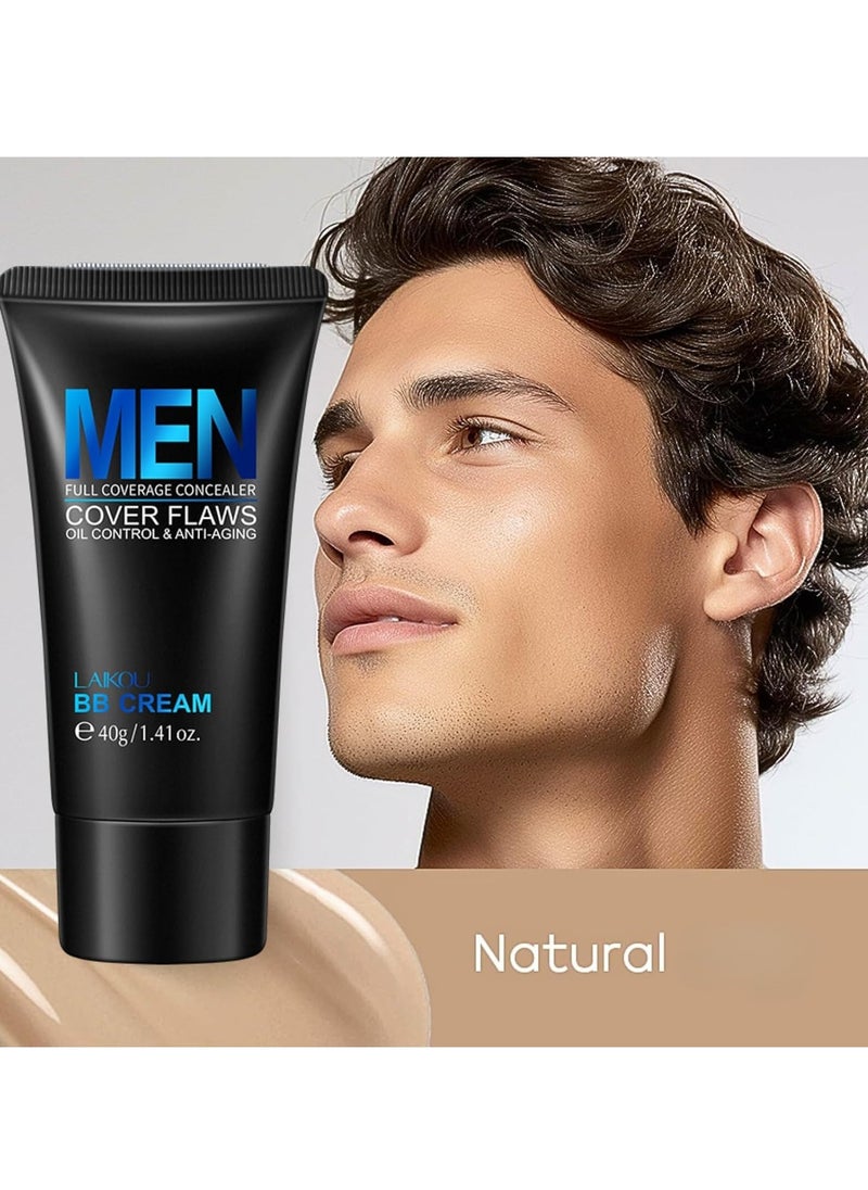Laikou Mens BB Cream Foundation, BB Cream Light, Face Moisturiser For Oily Skin, Concealer For Mature Skin, Face Make-Up, Anti Age Face Cream, Anti Redness Cream For Face 40g  - Image 3