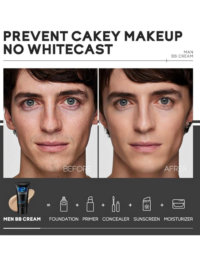 Laikou Mens BB Cream Foundation, BB Cream Light, Face Moisturiser For Oily Skin, Concealer For Mature Skin, Face Make-Up, Anti Age Face Cream, Anti Redness Cream For Face 40g  - Image 5