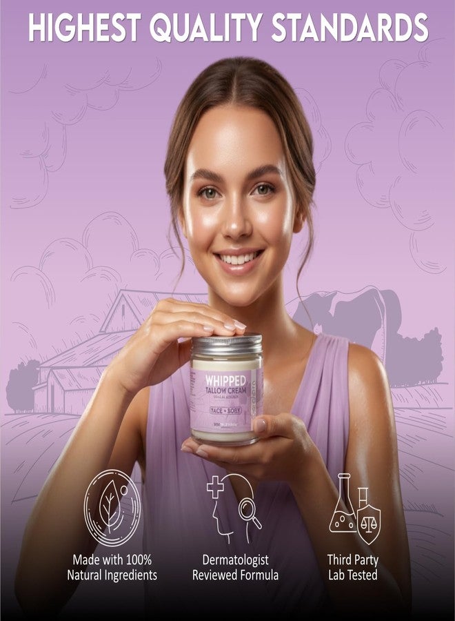 gerglam Beef Tallow for Skin, Whipped Beef Tallow Balm for Face & Body with Shea Butter and Lavender Oil, Grass Fed Beef Tallow for Eczema, Dry Sensitive Skin and Rosacea 4 Oz (Vanilla Lavender - Image 5