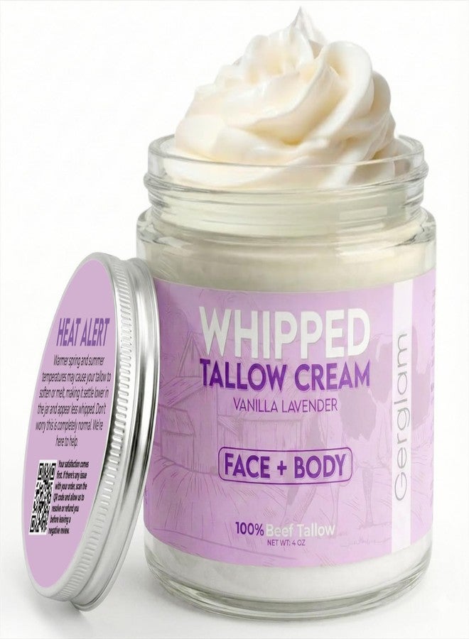 gerglam Beef Tallow for Skin, Whipped Beef Tallow Balm for Face & Body with Shea Butter and Lavender Oil, Grass Fed Beef Tallow for Eczema, Dry Sensitive Skin and Rosacea 4 Oz (Vanilla Lavender - Image 1