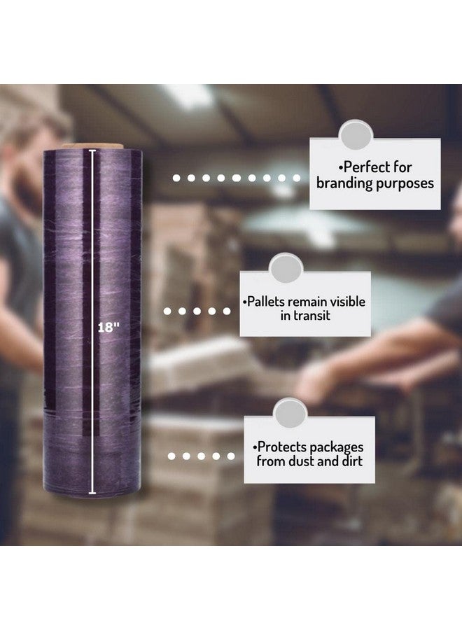 باكيدجينج سابلايز باي ميل غلاف Psbm أرجواني قابل للتمدد، حزمة واحدة مقاس 18 بوصة × 1500 قدم، 80 مقياسًا من البلاستيك المتشبث باللون الداكن، لفات فيلم مطاطية يدوية للتغليف ومنصات التعبئة المتحركة - Image 3