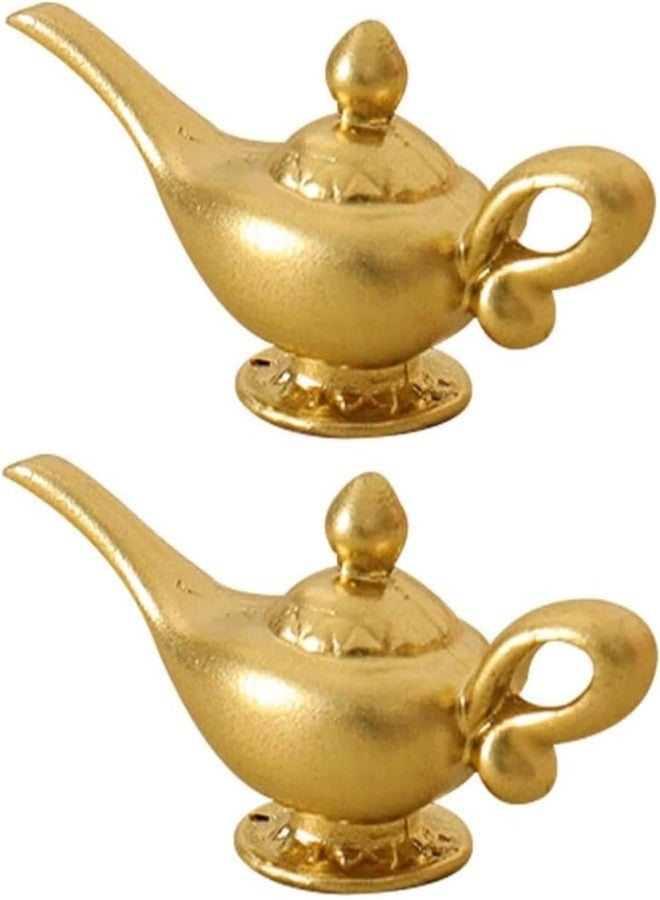 aoukoslt 2Pcs Gold 1/12 Miniature Aladdin Genie Lamp Decoration Accessories, Genie Lamp, Dollhouse Decor, Dollhouse Accessories, Decorations - Image 1