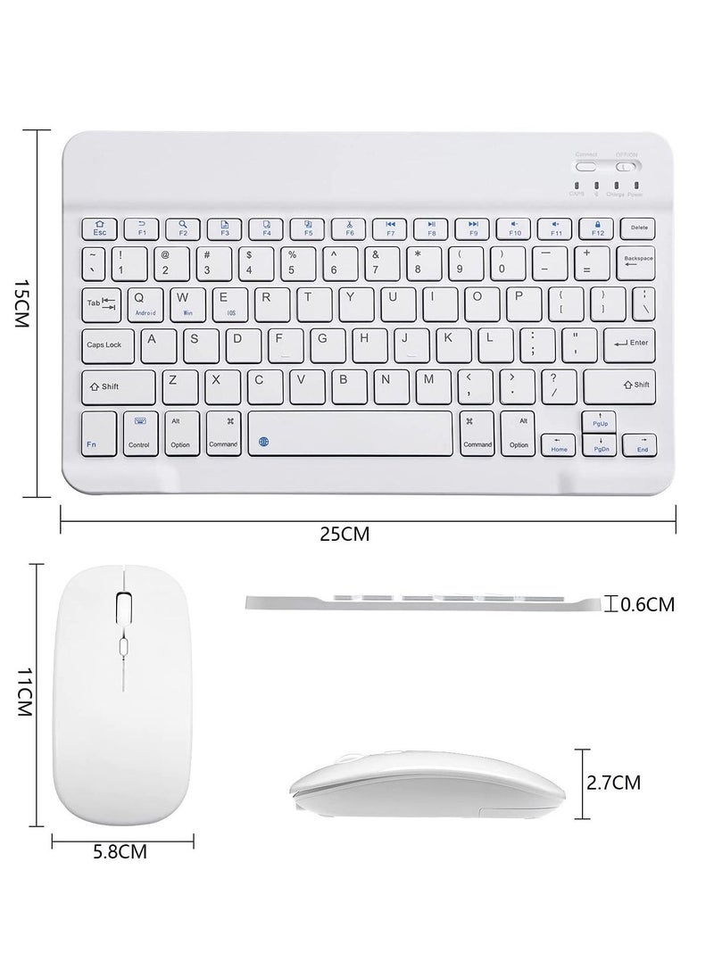 Ultra-Slim Bluetooth Keyboard and Mouse Combo Rechargeable Portable Wireless Keyboard Mouse Set for Apple iPad iPhone iOS 13 and Above Samsung Tablet Phone Smartphone Android Windows (White - Image 3