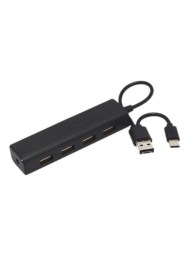 NIBEMINENT 3-In-1 Hub To USB 2.0 4 Ports Adapter Black