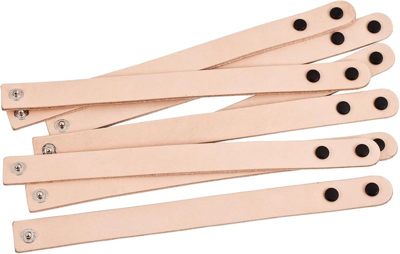 Realeather C414008 Narrow Leather Wristbands with Snap Closure 75 to 85 L X 75W Natural 8Pack - Image 2
