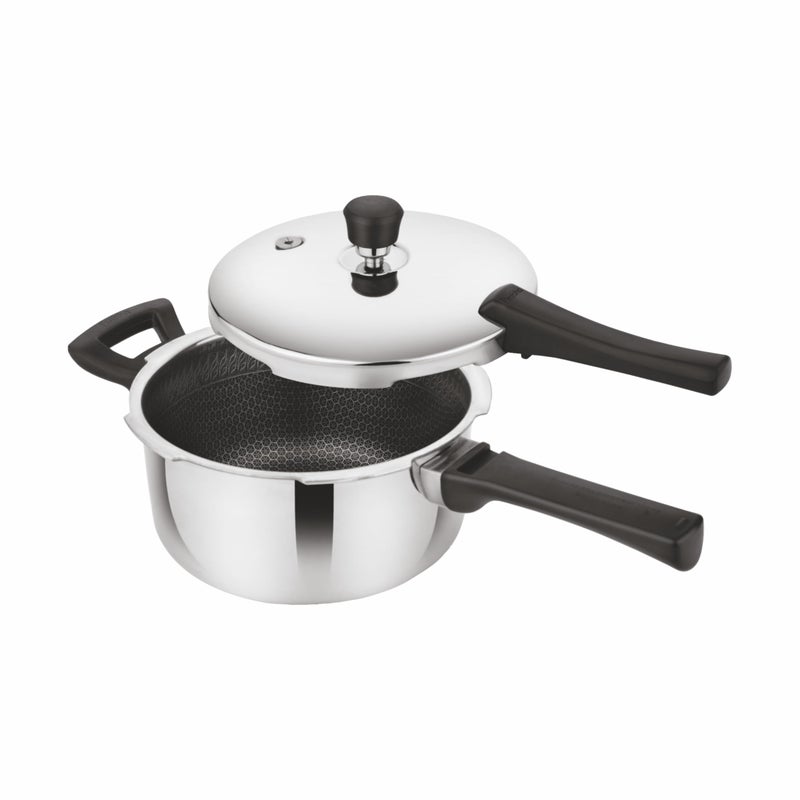 Prabha Stainless Steel Non-Stick Hexa Cube Pressure Cooker 6L - Fast & Safe Cooking, Easy Cleaning, Best For Home & Kitchen - Image 1
