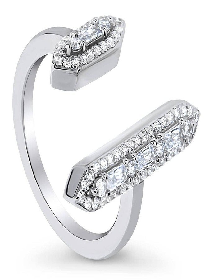 BERRICLE Sterling Silver Bar Cubic Zirconia CZ Statement Fashion Ring for Women, Rhodium Plated - Image 1
