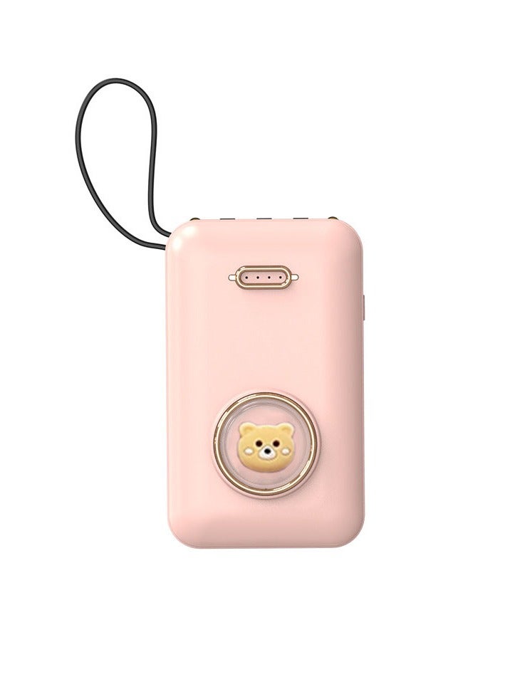 Beauenty Cartoon creative self-contained mini power bank 10000 mAh large capacity fast charging mobile power supply (pink) - Image 1