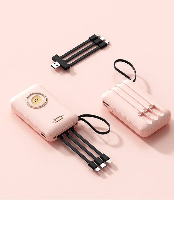 Beauenty Cartoon creative self-contained mini power bank 10000 mAh large capacity fast charging mobile power supply (pink) - Image 3