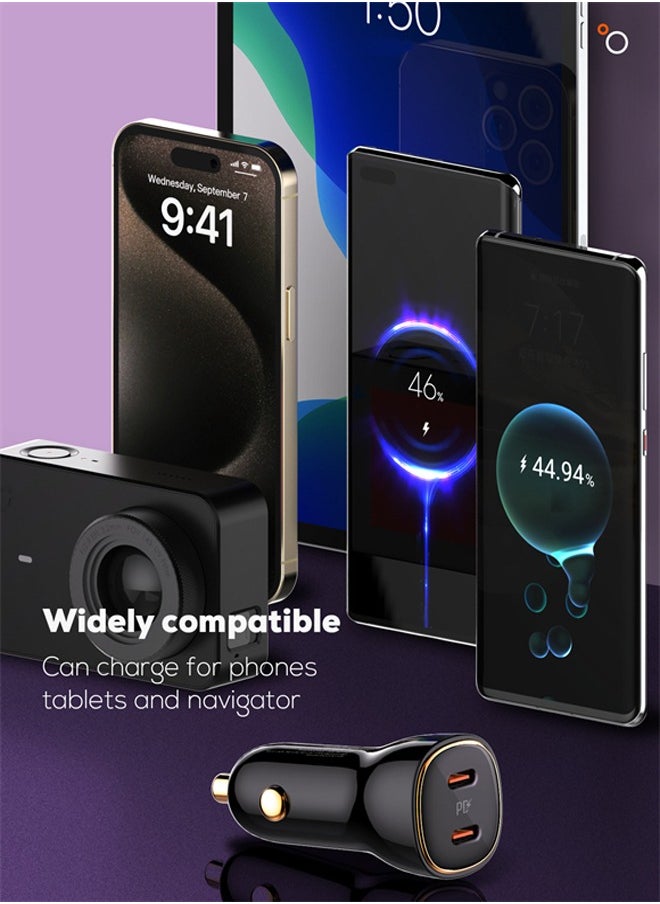 LDNIO 60W Car charger Dual USB Ports PD QC Super Fast Car charger Type C Compatible With iPhone 16 15 14 13 12 11 iPad Pro mini 6 Samsung S24 S23 S22 Xiaomi Airpods 4 Apple Watch S10 Black  - Image 3
